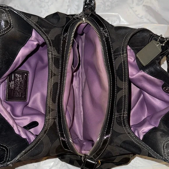 Coach Madison Maggie black sateen signature hobo bag - Picture 14 of 15